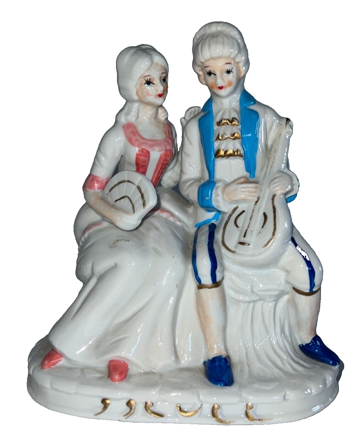 Porcelain COLONIAL COUPLE MAN/LADY Listening to Music Figurine  by SOPHIA ANN