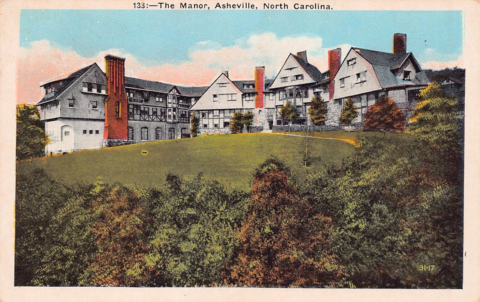 Asheville NC The Manor Inn Hotel Cottages Tudor Revival 1920s Vtg Postcard C16