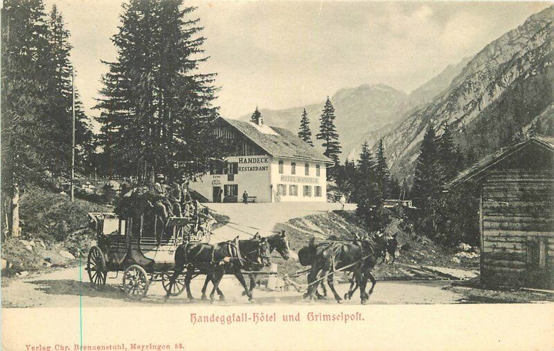 Handeggfall Hotel Switzerland Stagecoach Grimselpoft Mail Delivery Postcard