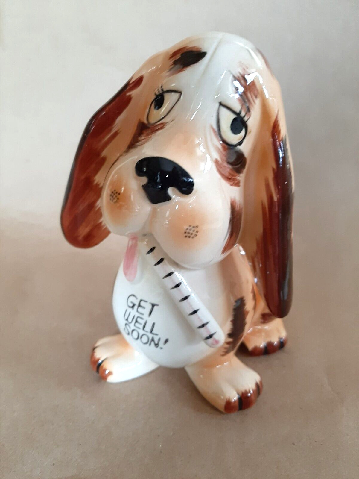Vintage Bassett Hound Sick Puppy Dog Ceramic Planter Get Well Soon 1960s Kitch