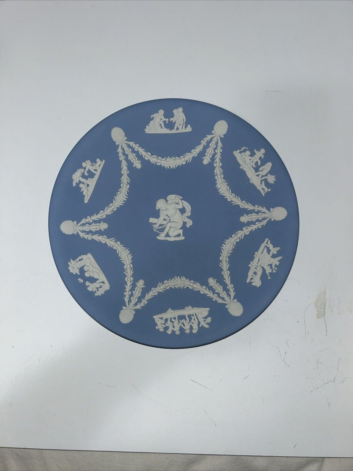 Vintage Wedgwood England Blue Jasperware Cupid Cherubs Collector Plate 9