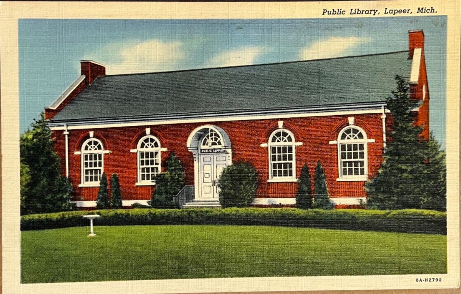 Lapéer Michigan Public Library Postcard c1930
