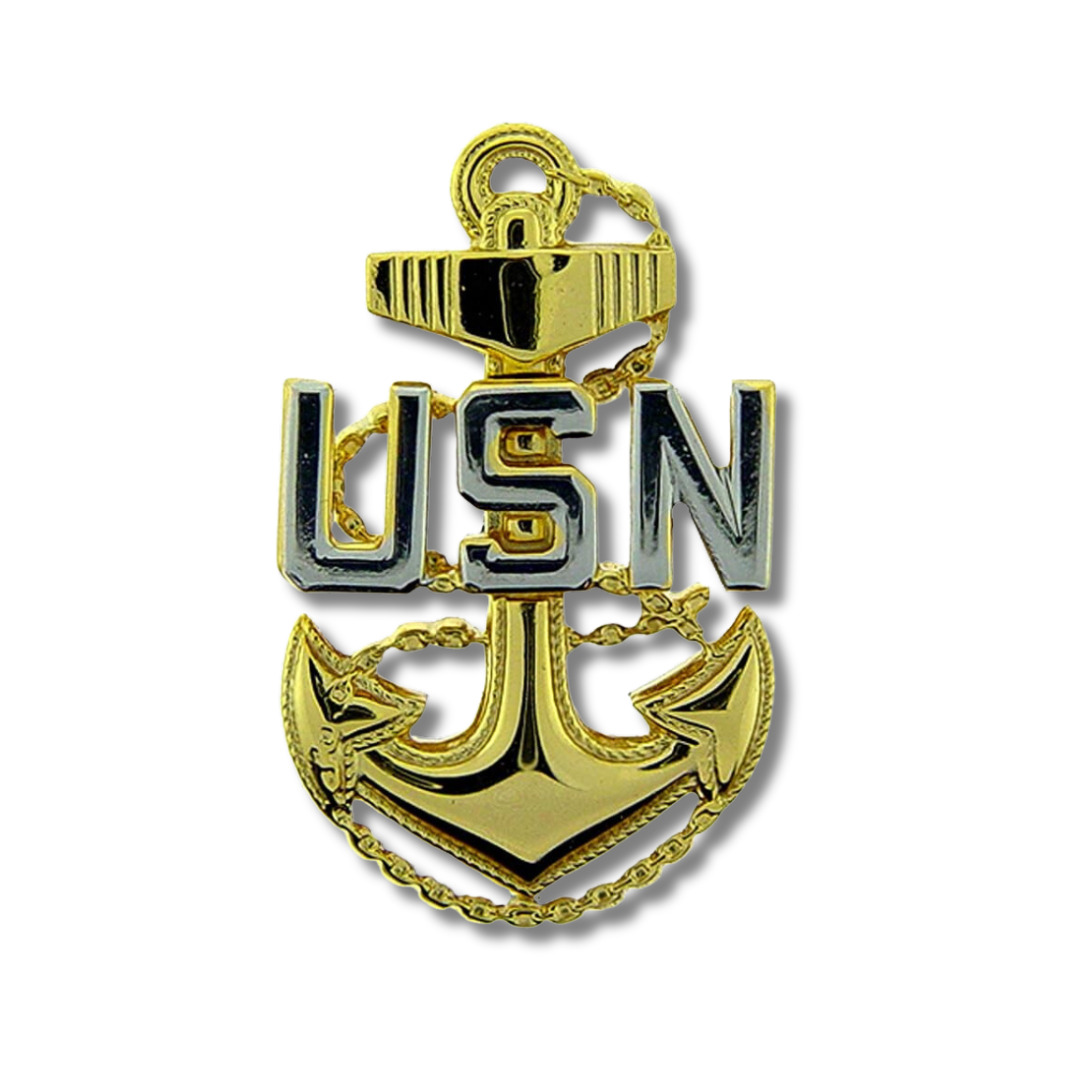 US Navy Chief Petty Officer Gold Anchor Lapel Hat Pin Badge Official Licensed