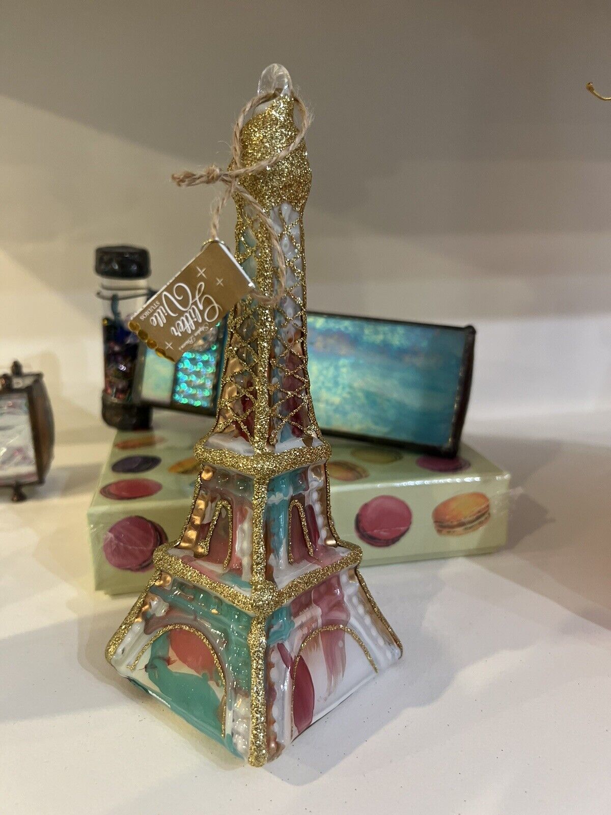 Glitterville Water Color Eiffel Tower Ornament NWT