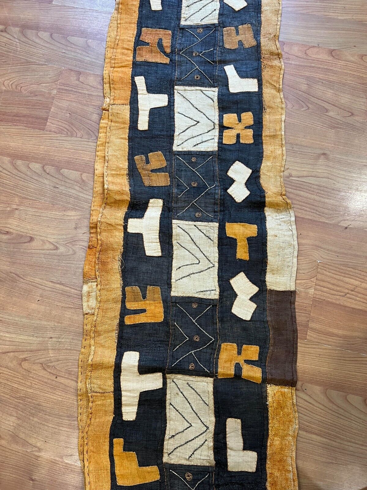 genuine 9 feet African Congo Kuba Raffia cloth fabric natural woven handmade