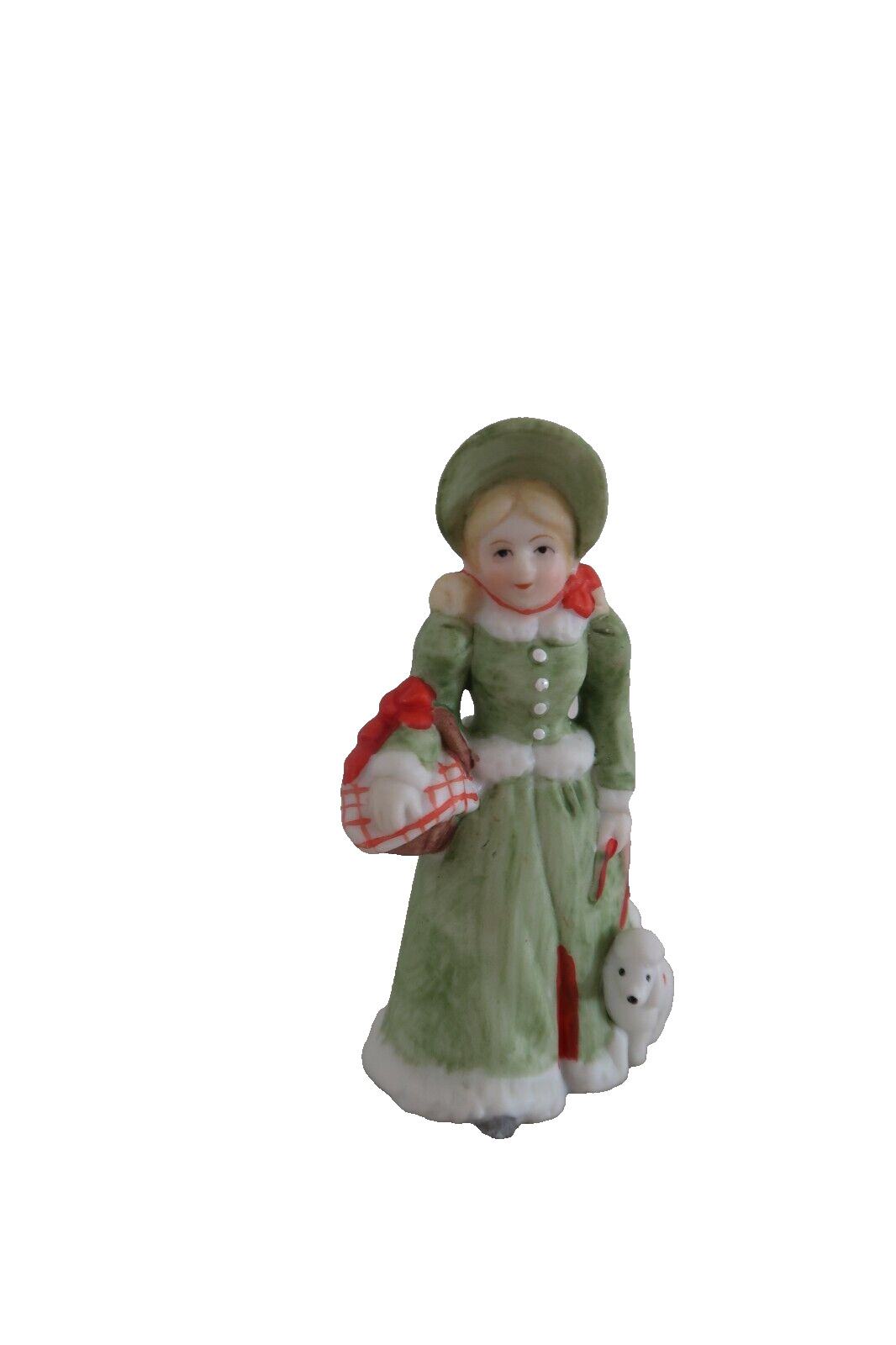 1986 Lefton Colonial Village Ms Eberhardt Girl Poodle Figurine Christmas 05827