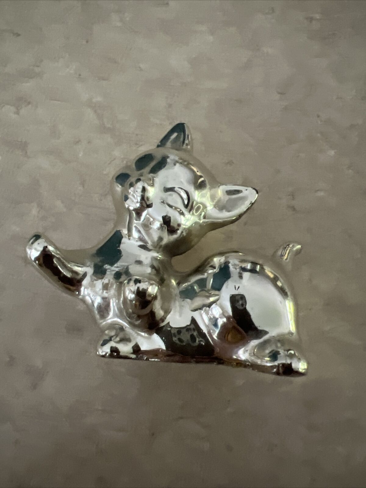 Cat Vintage Hollow/Pot Metal Silver Figurine
