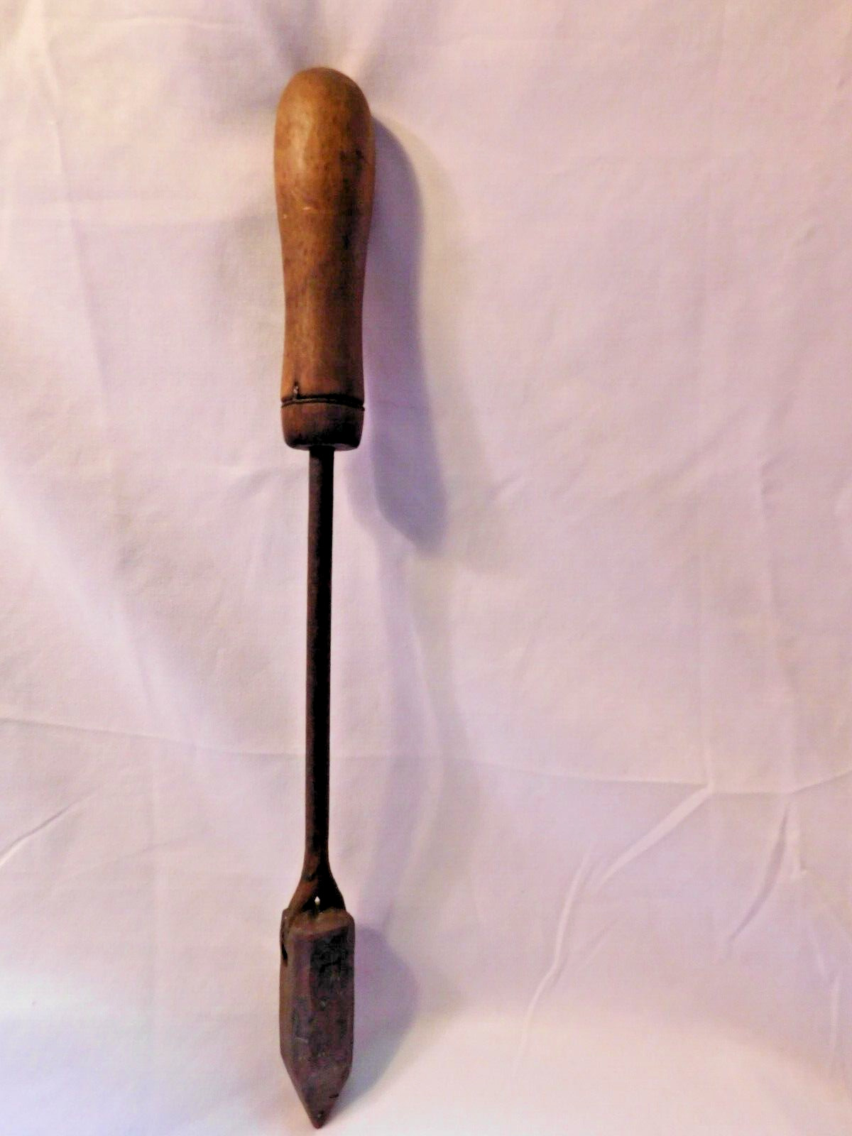 Antique Metal Head Tipped Soldering Iron Tool with Wood Handle 1 1/2\