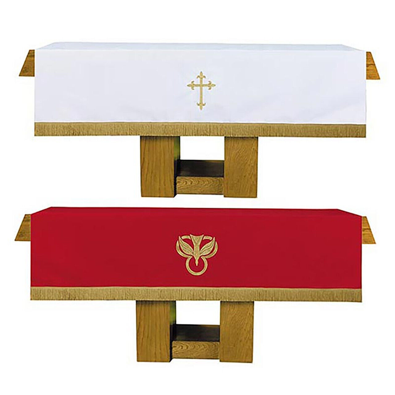 Reversible Altar Frontal Clergy Vestments Red and White 72x52 Inch Dove Cross