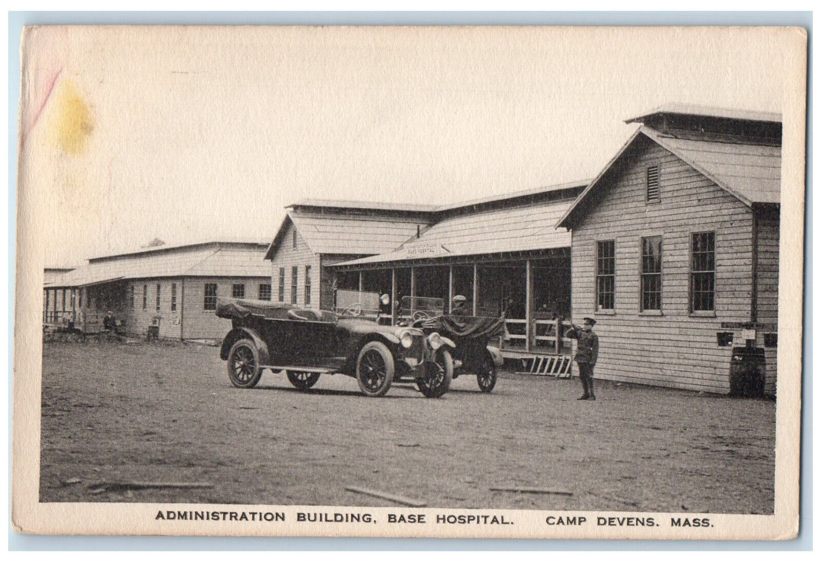 c1920's Administration Building Base Hospital Camp Devens Ayer MA Postcard