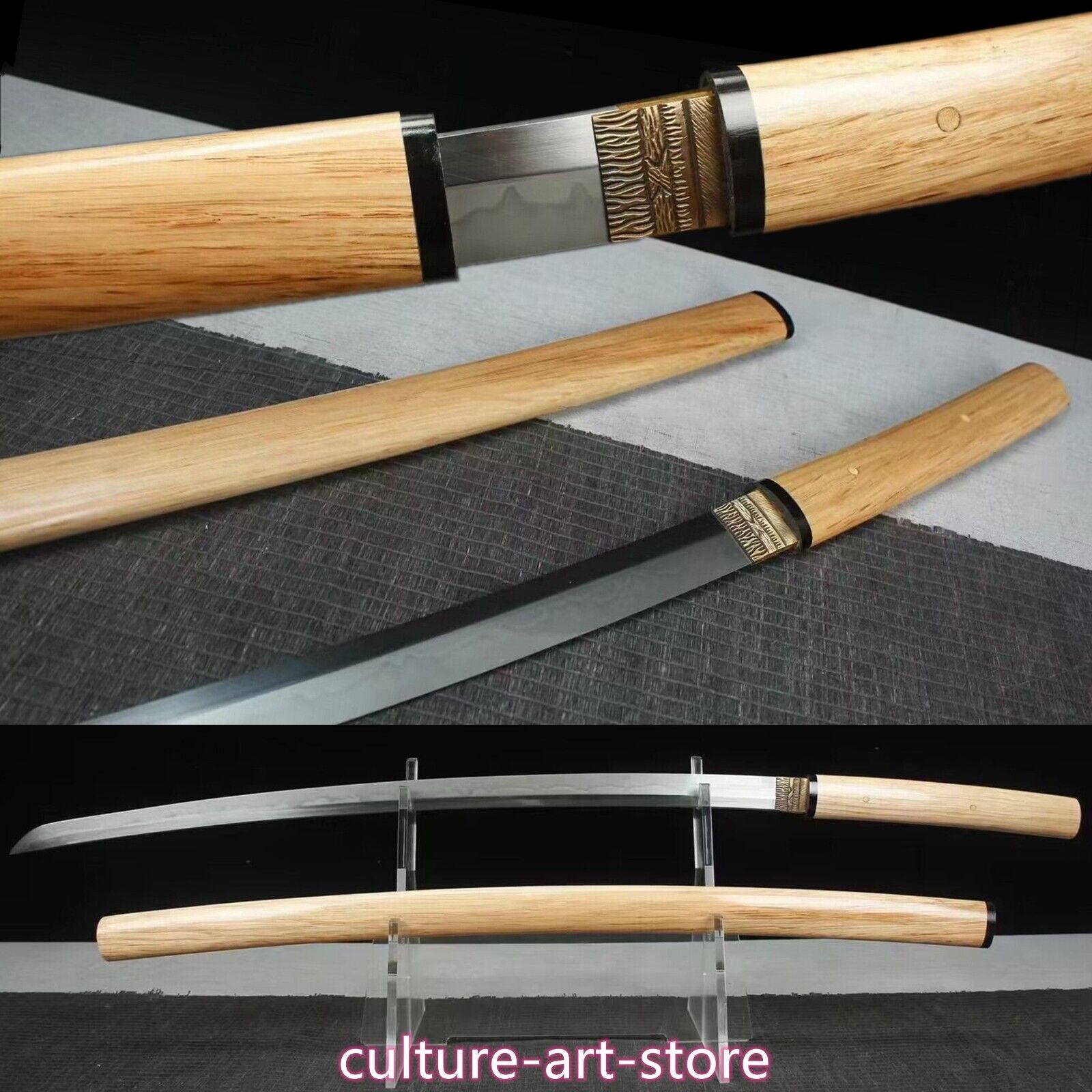 High Quality Clay Tempered T10 Steel Shirasaya Japanese Samurai Katana Sharp