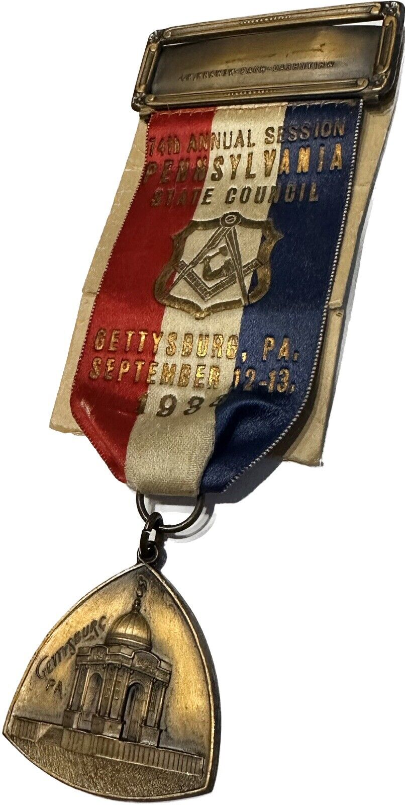 VTG 1933 Gettysburg PA 74th Annual Session State Council Jr. OUAM Ribbon & Medal