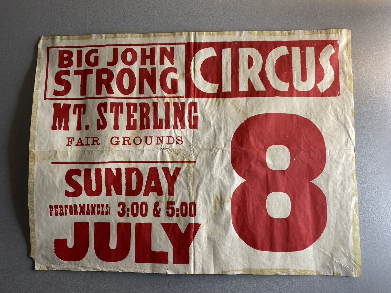 Vtg Big John String Circus Mt Sterling Fairgrounds Poster 32x38\