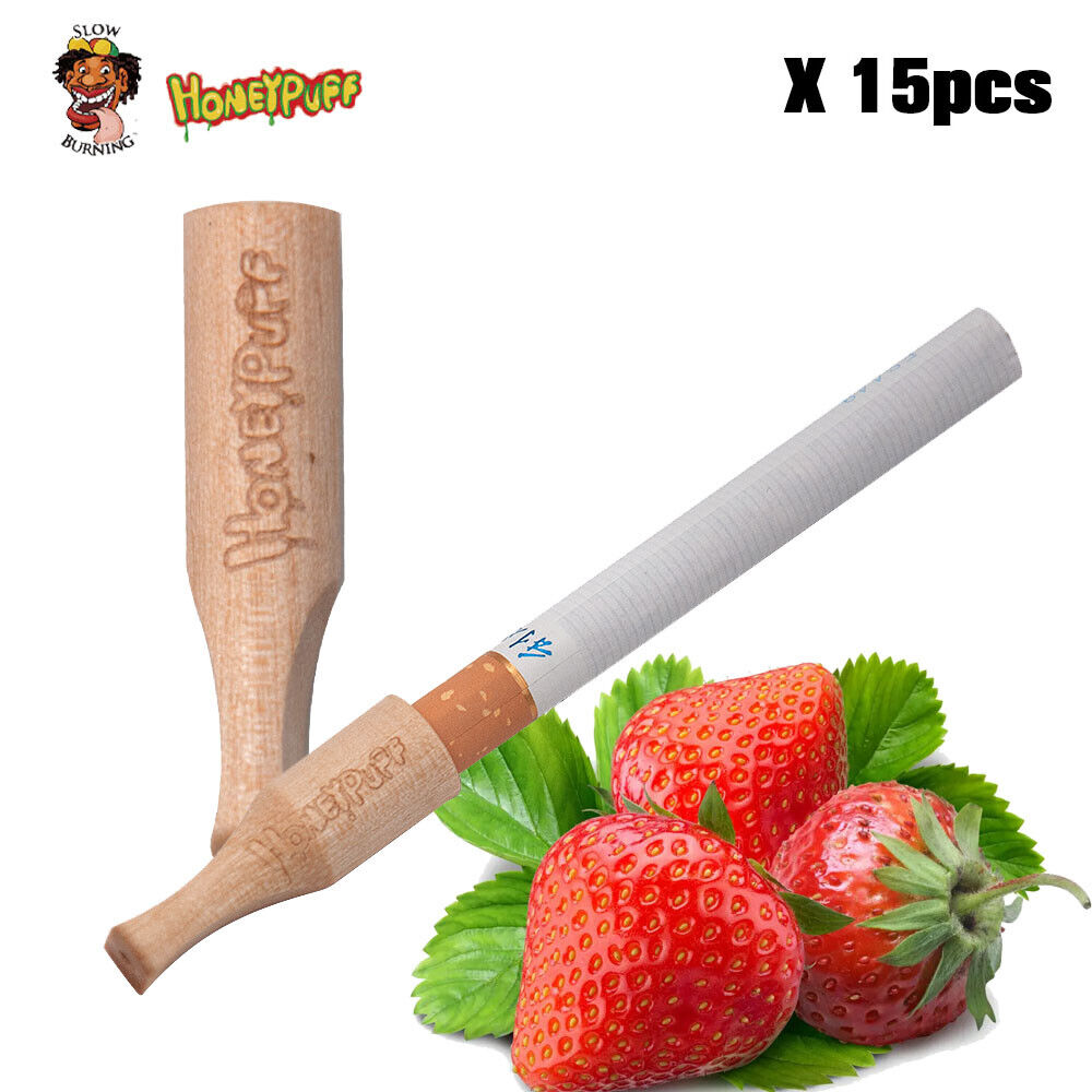 15X HONEYPUFF Wooden Filter Tips White Strawberry Flavor Smoking Mouthpiece Tips
