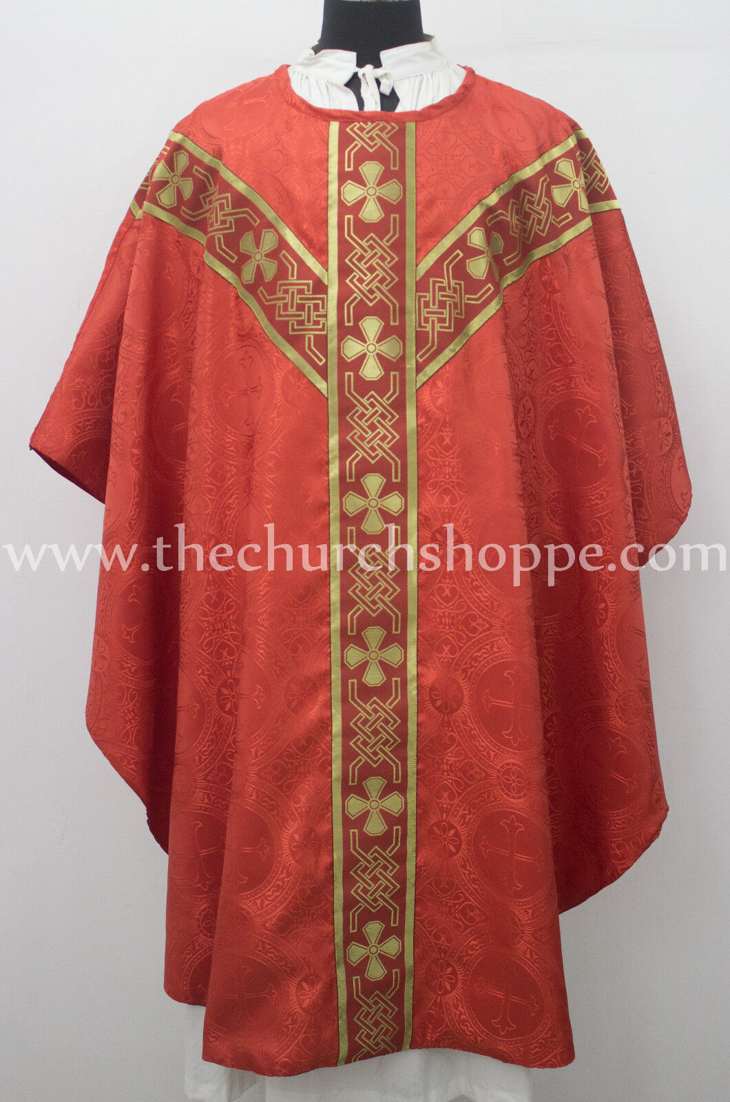 Red Gothic vestment & 5 PC mass and stole set,Gothic chasuble,casula,casel ,IHS 