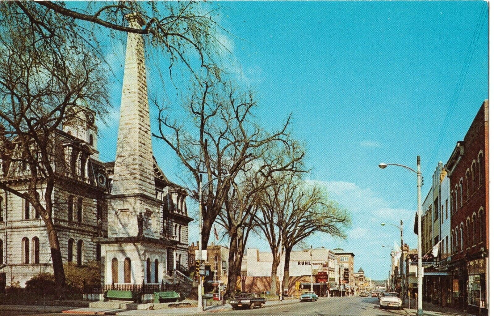 Stephenson Street towards east-Freeport, Illinois IL-vintage unposted postcard