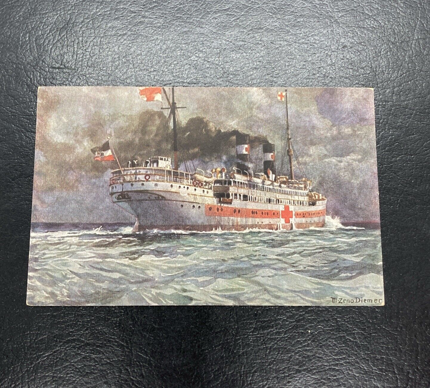 1910s Munich Germany Feldpost Cover Red Cross Ship Vintage unposted Postcard