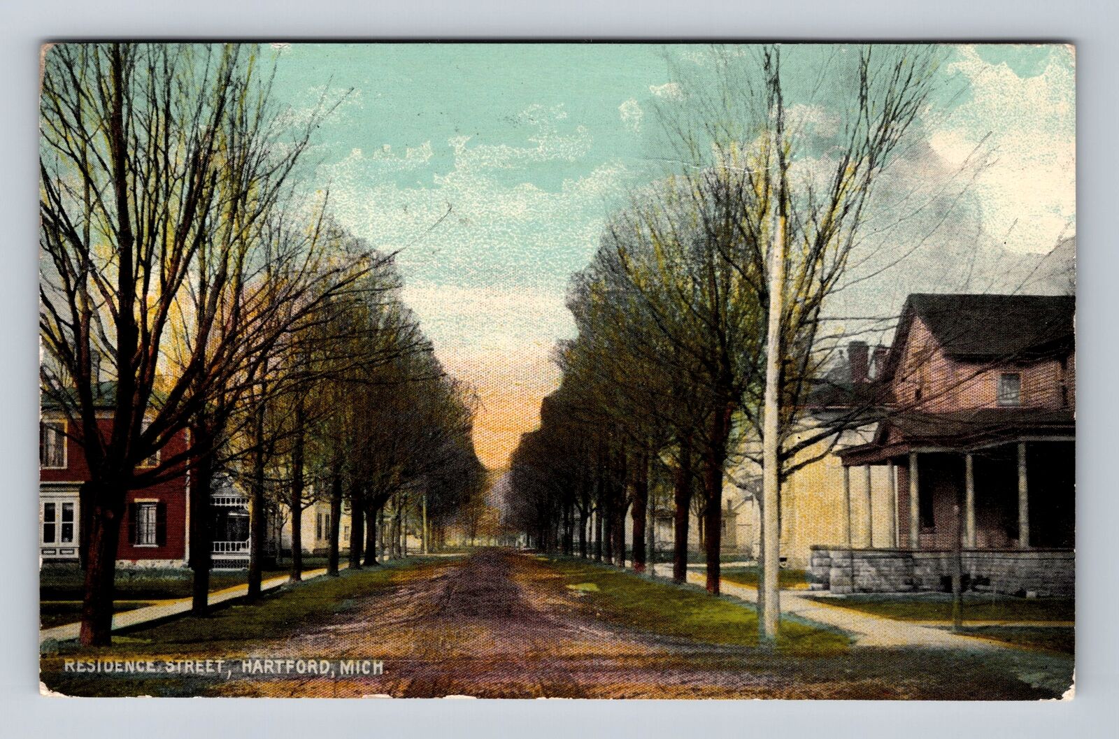 Hartford MI-Michigan, Residence Street, Antique, Souvenir, Vintage Postcard