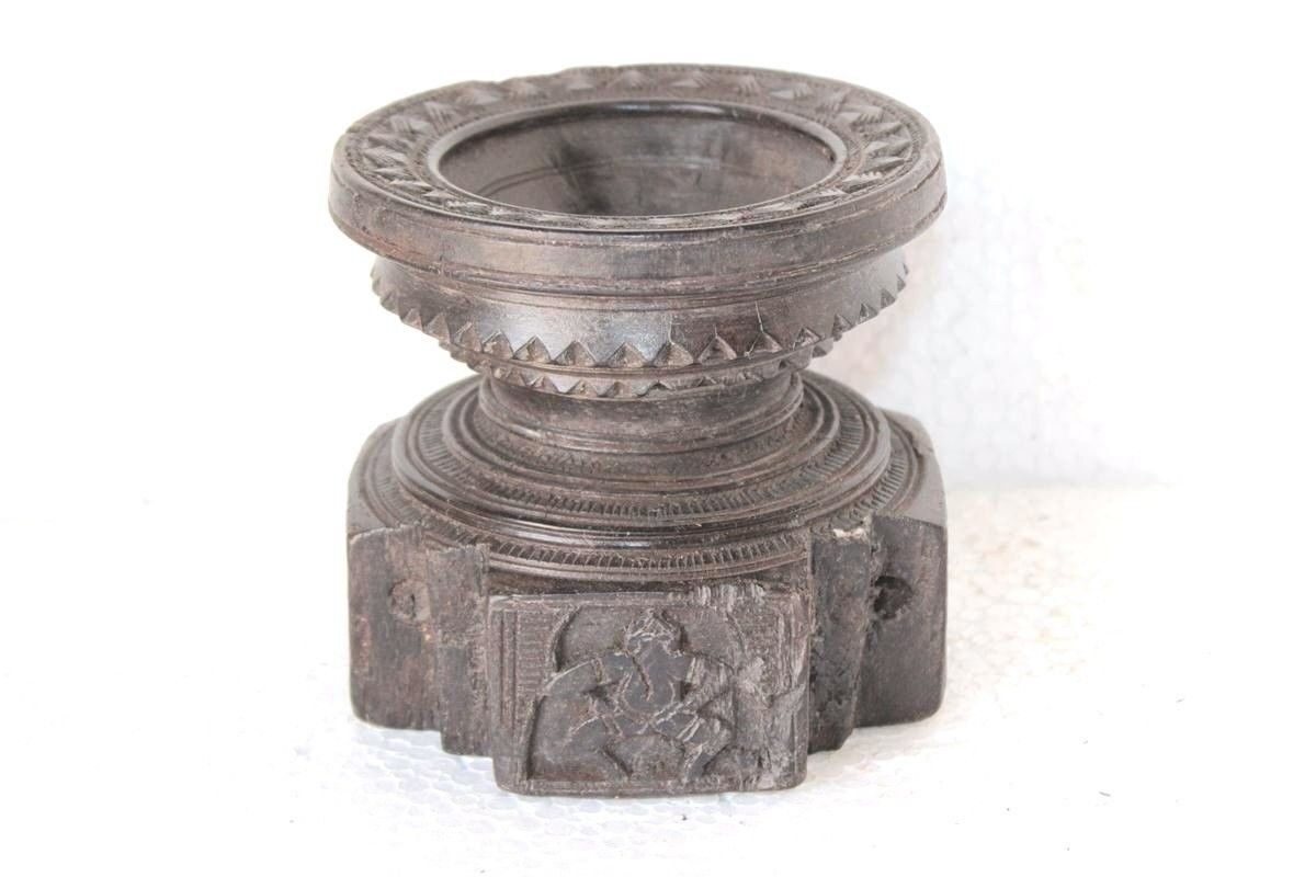 Wooden Candle Stand 1900s Old Vintage Rare Carved Decor Halloween Gifts PG-49