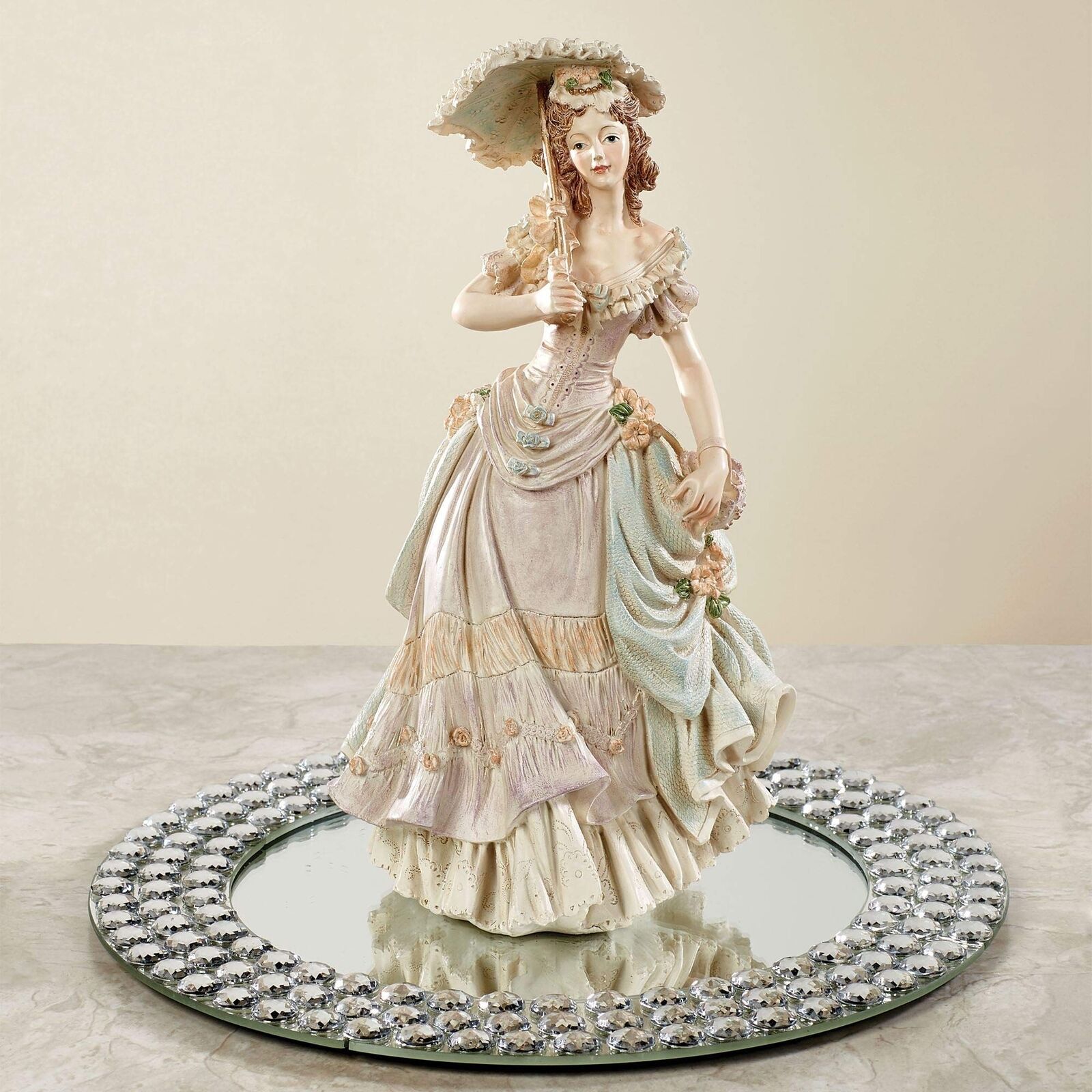 Beautiful Elegant Victorian April Lady Figurine Pastel 12 Inches Tall