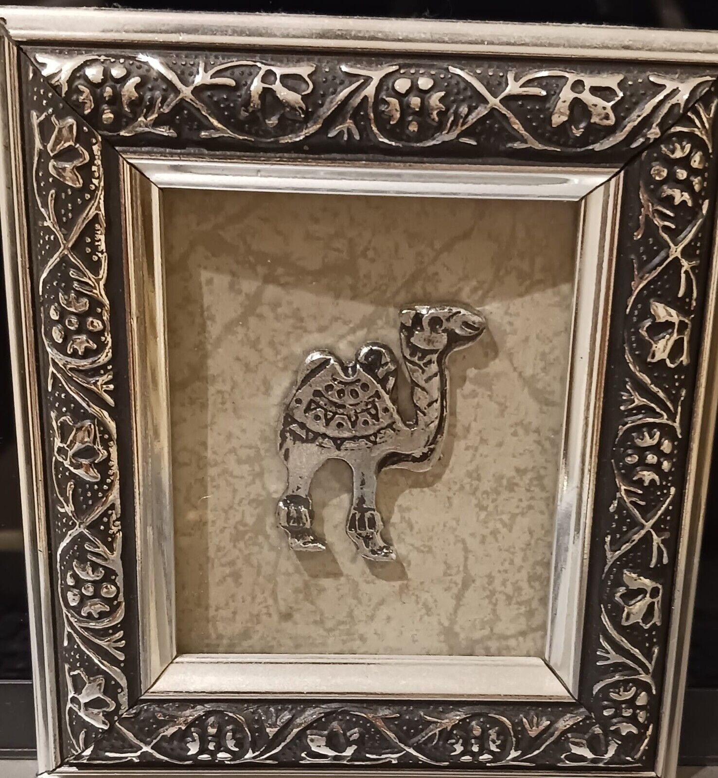 Vintage Sterling Silver Camel Silver Framed Under Glass Souvenir 