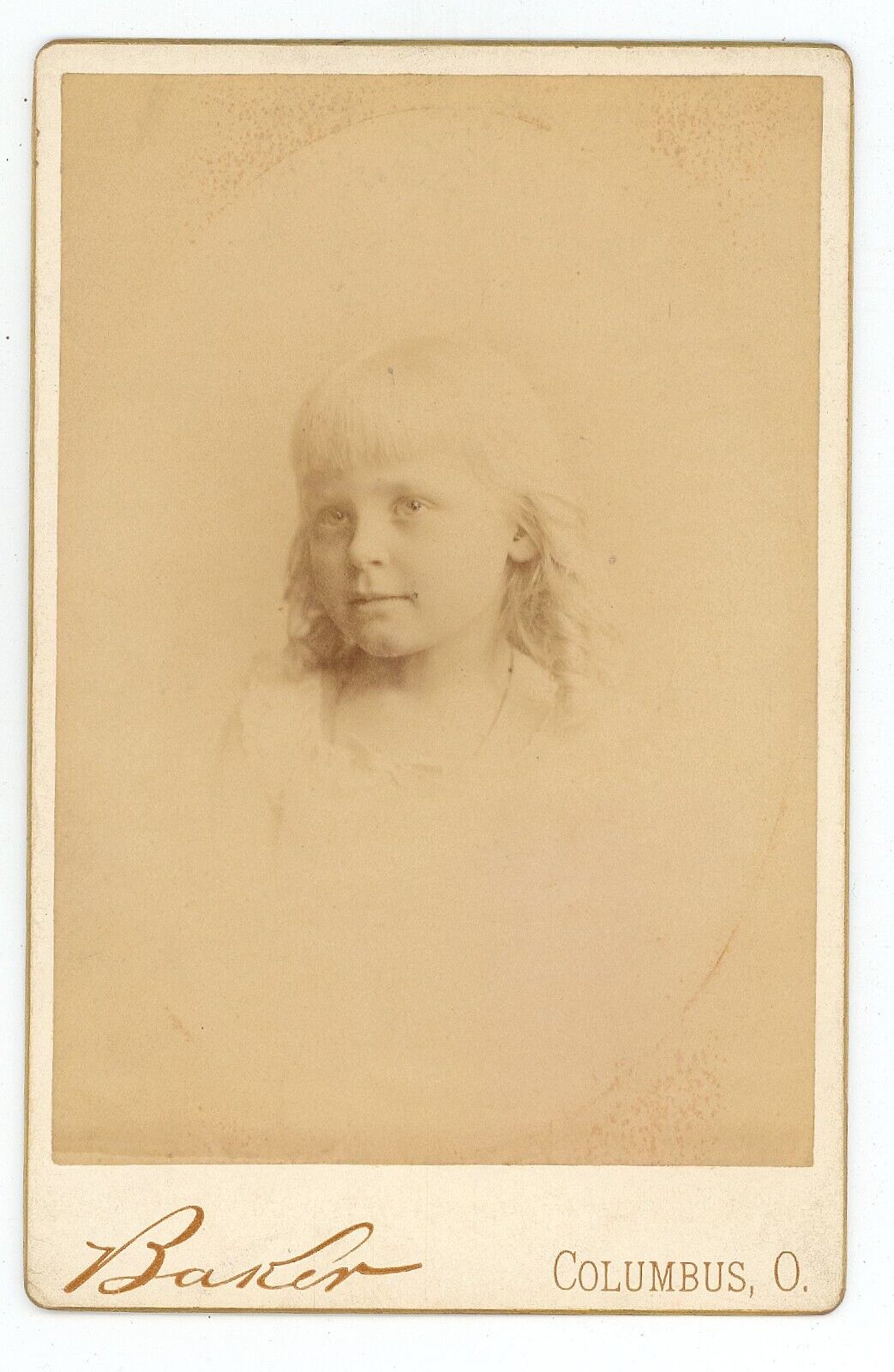 Antique c1880s ID\'d Cabinet Card Adorable Little Girl Martha Gardner Columbus OH