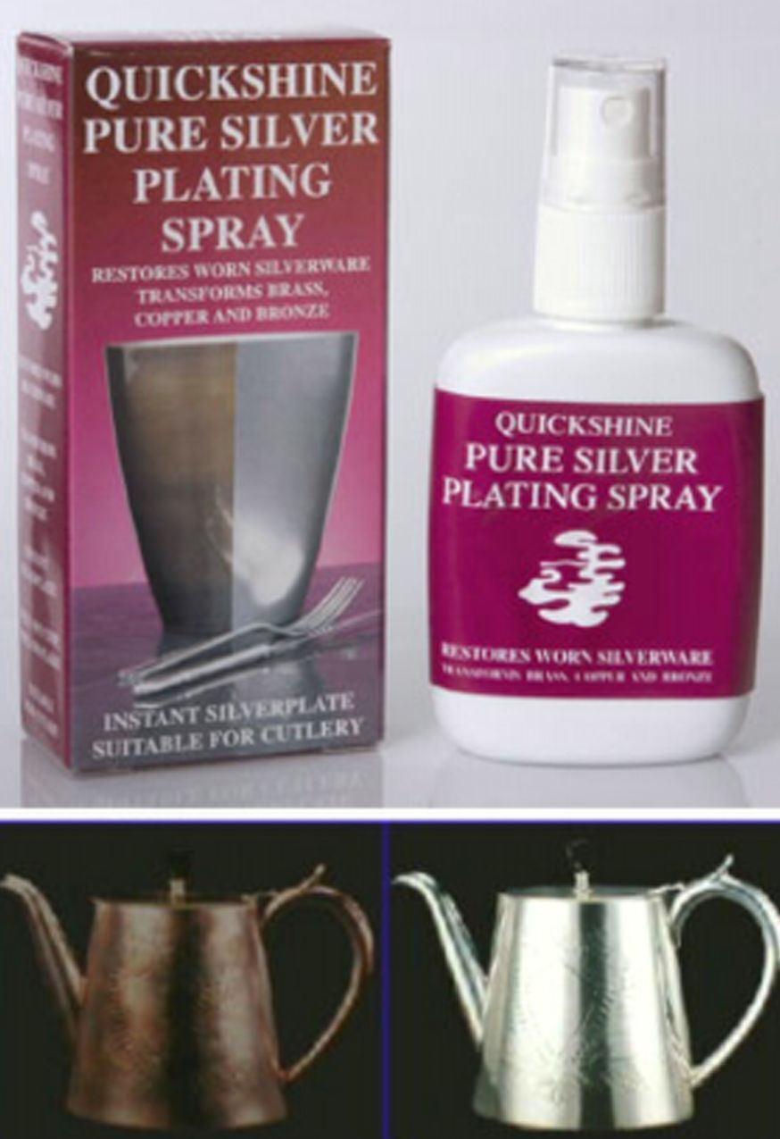 Quickshine silver plating spray for silver, brass, copper and bronze