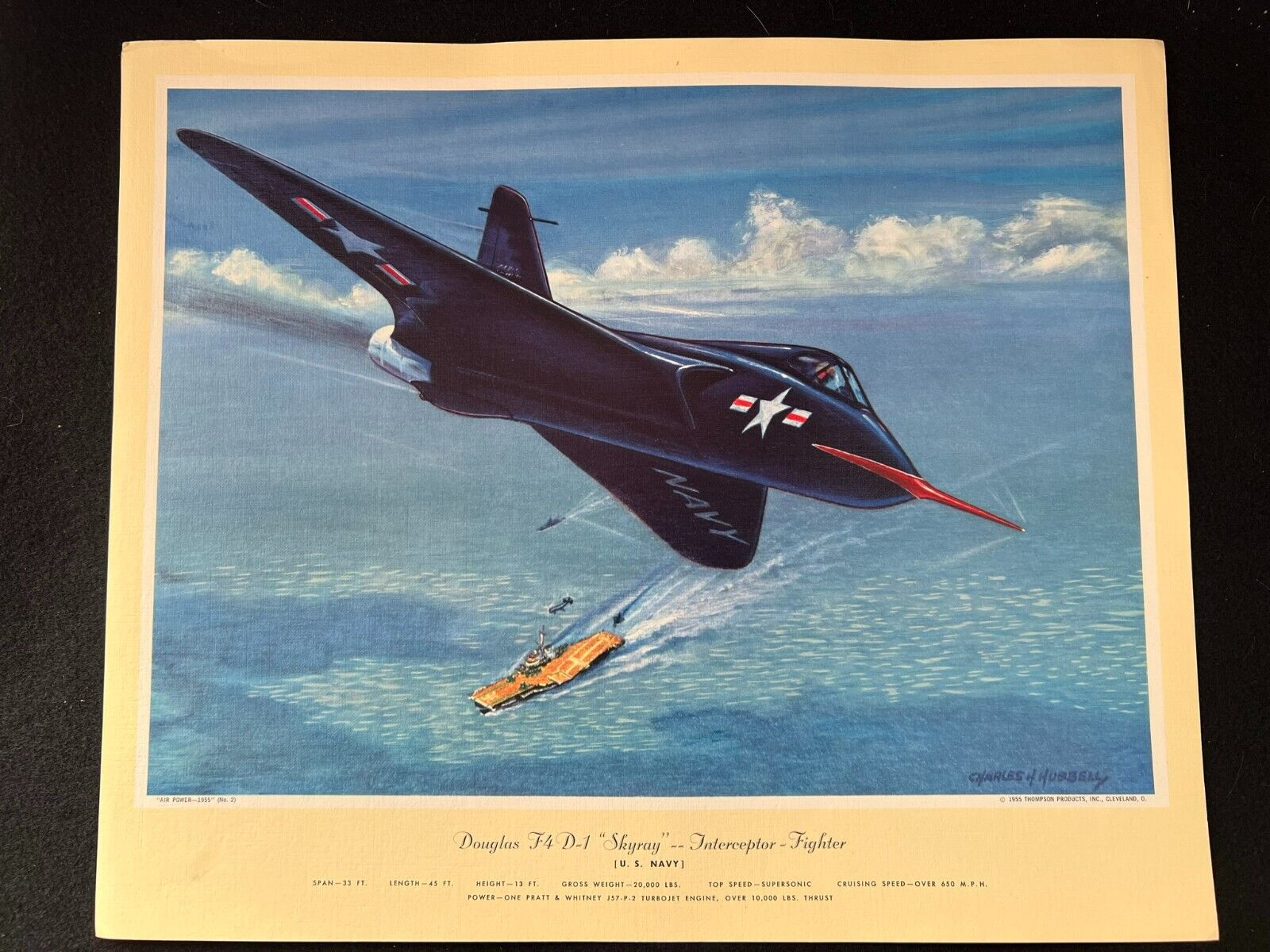 Douglas F4 D-1 Skyray Interceptor Fighter  Vintage Print
