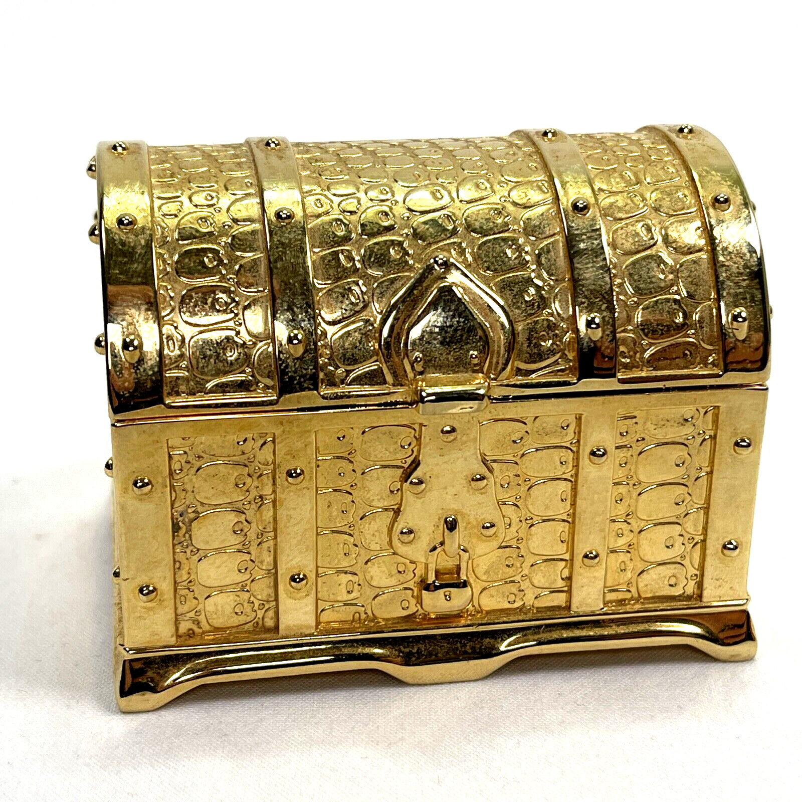 Vintage Neman Marcus Gold Colored Treasure Chest Trinket Box