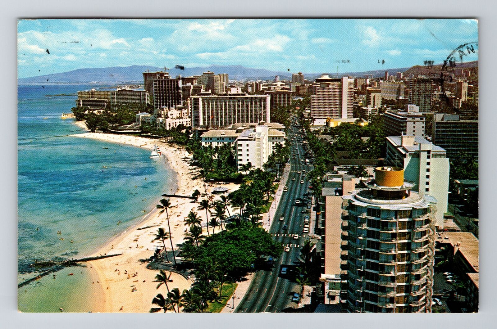 Waikiki HI-Hawaii, Scenic View Beach & City, c1969, Vintage Postcard