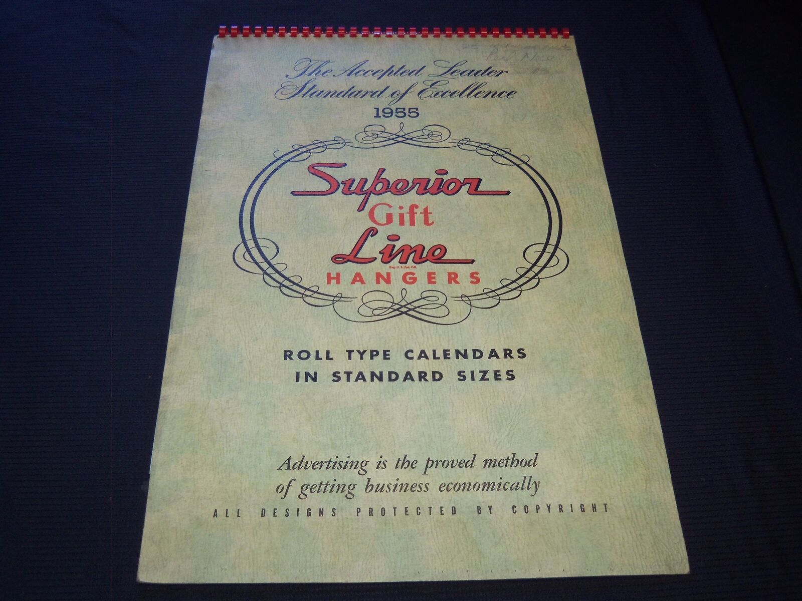 1955 SUPERIOR GIFT LINE HANGERS CALENDAR SALESMAN SAMPLE SHEETS BOOK - C 4