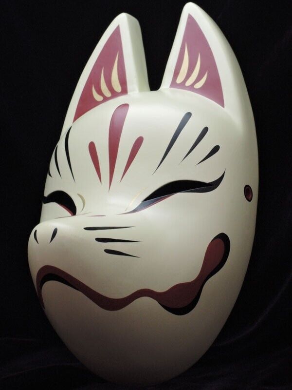 Japanese Fox Mask Suzune Kitsune Komendo Face Hand Painted Cosplay New F/S