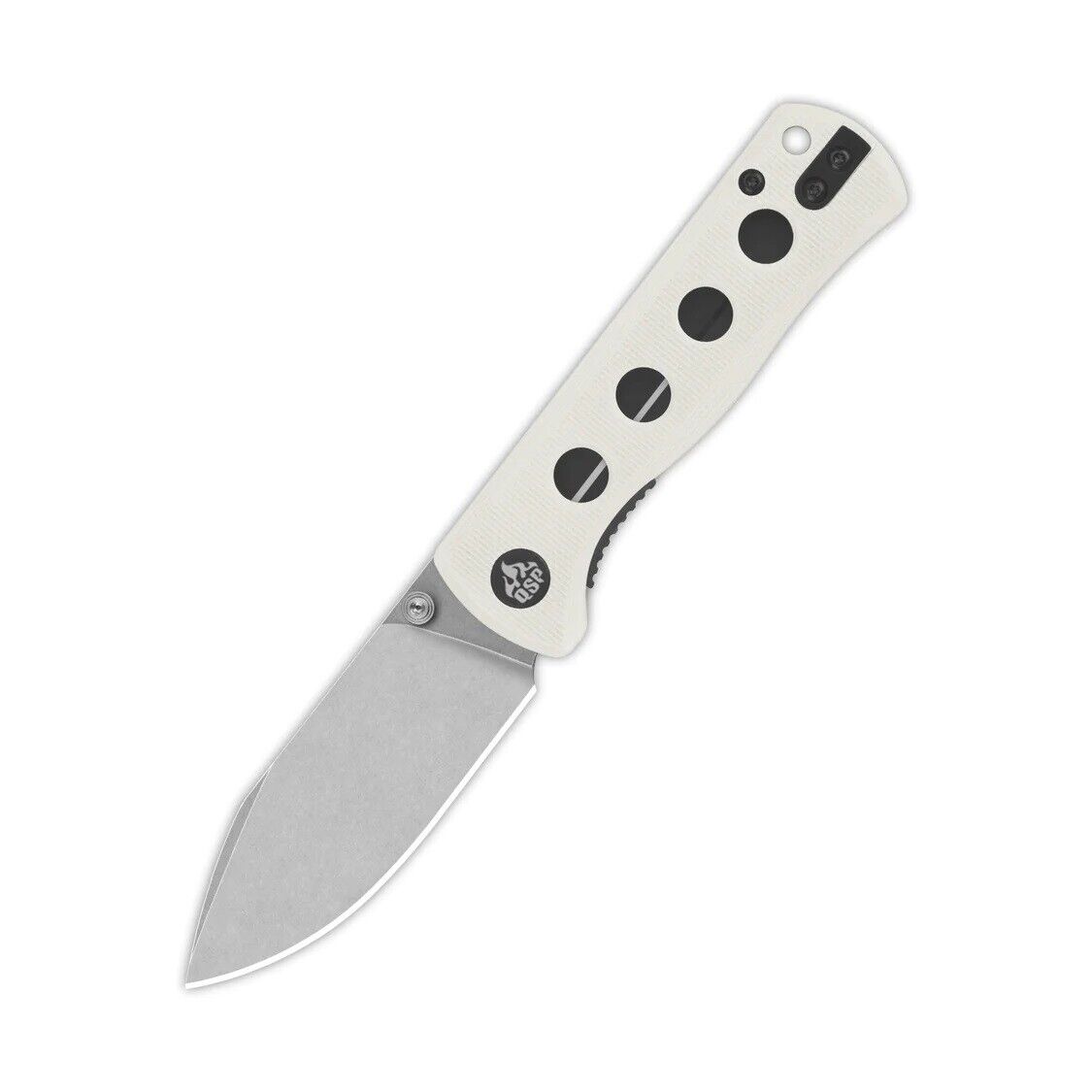 QSP Liner Lock Canary Folding Knife White G10 Handle 14C28N Plain Edge QS150-G1