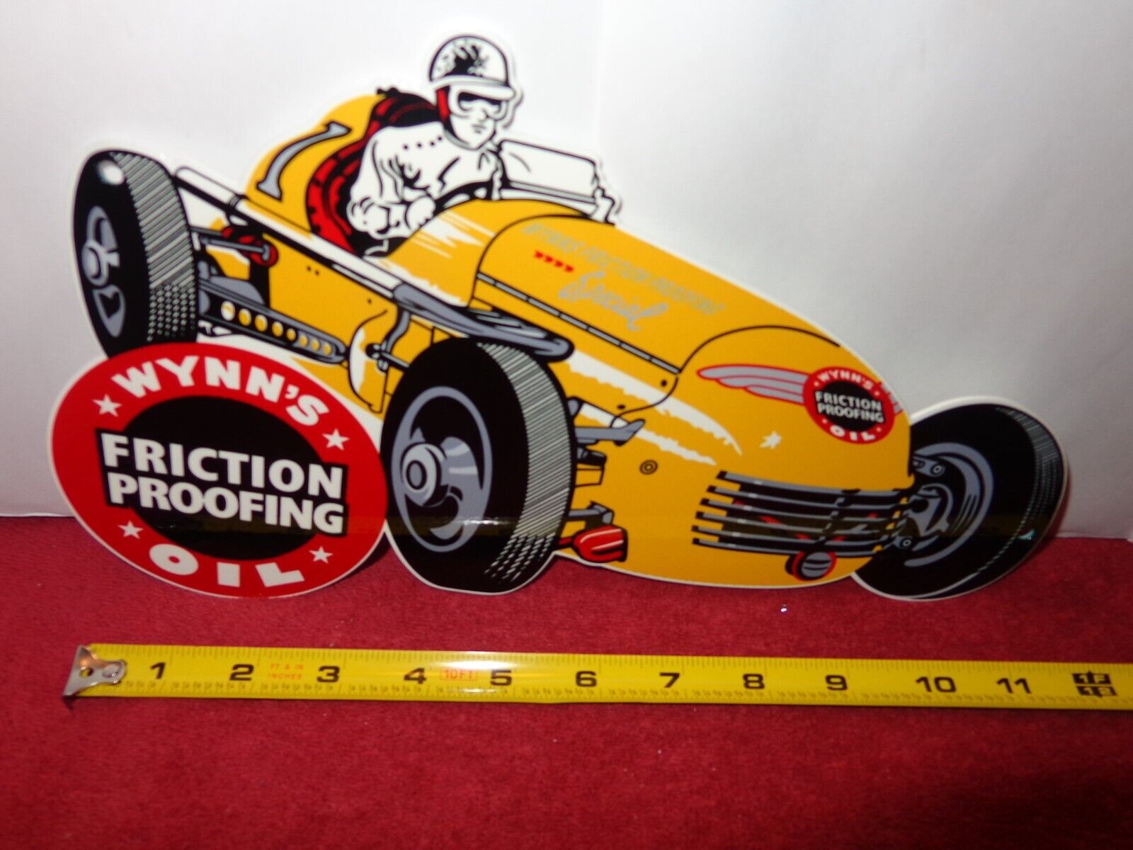 11 x 7 in WYNN`S FRICTION PROOFING SPECIAL OIL ADV. SIGN DIE CUT METAL  # Z 247
