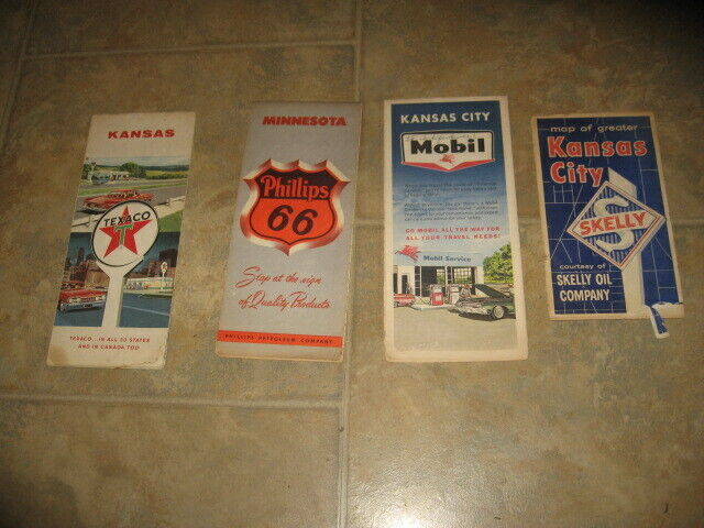 VINTAGE SERVICE STATION ROAD MAPS SKELLY, MOBIL, TEXACO, PHILLIPS 66 {4