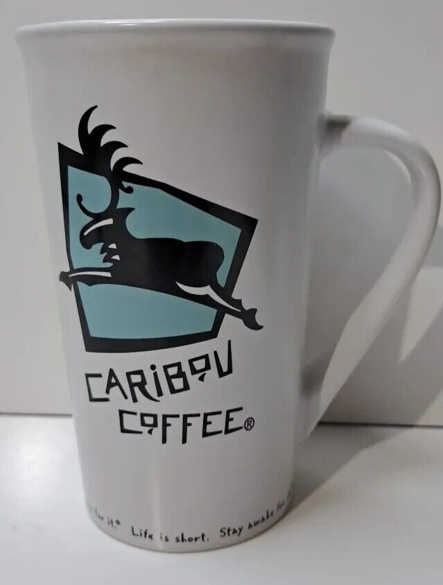 Caribou Coffee mug, life is short stay and wake for it 16oz Cup White