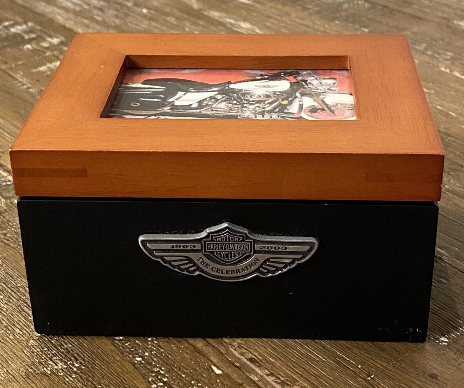 RARE NOS Harley Davidson 100th Anniversary Wood Photo Picture Insert Memory Box