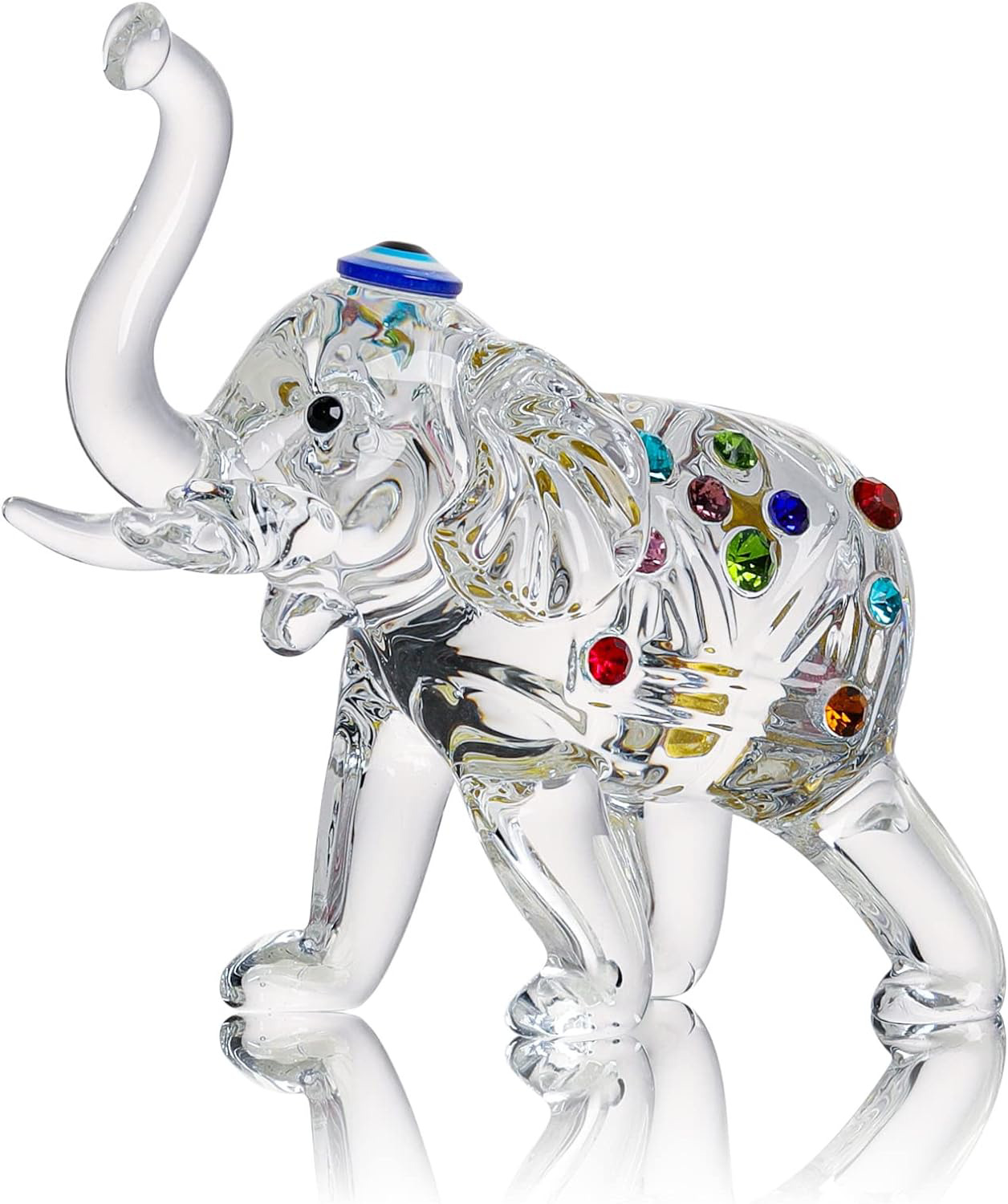 Crystal Elephant Statu Glass Elephant Figurines With Trunk Up Art Glass Animal S