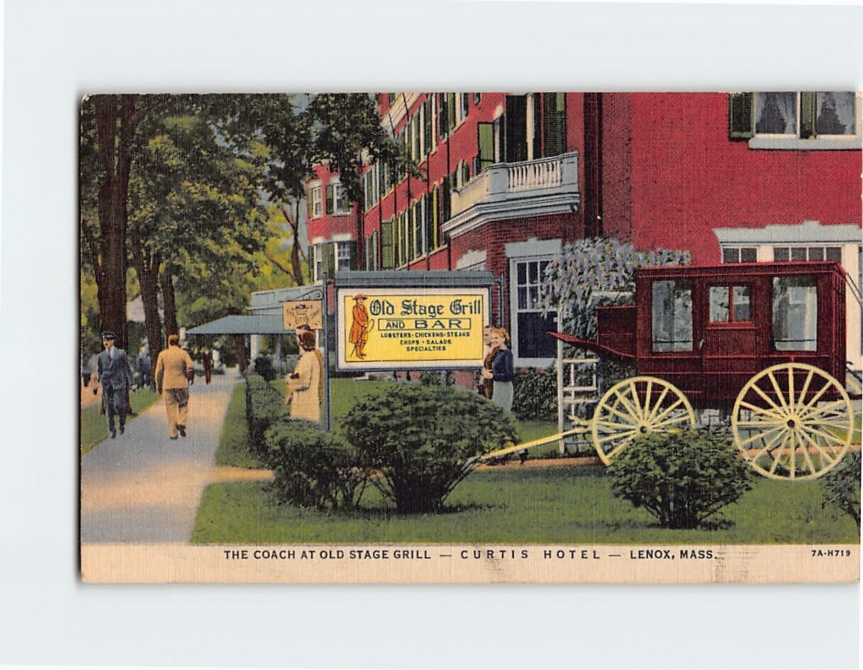Postcard The Coach at Old Stage Grill, Curtis Hotel, Lenox, Massachusetts, USA