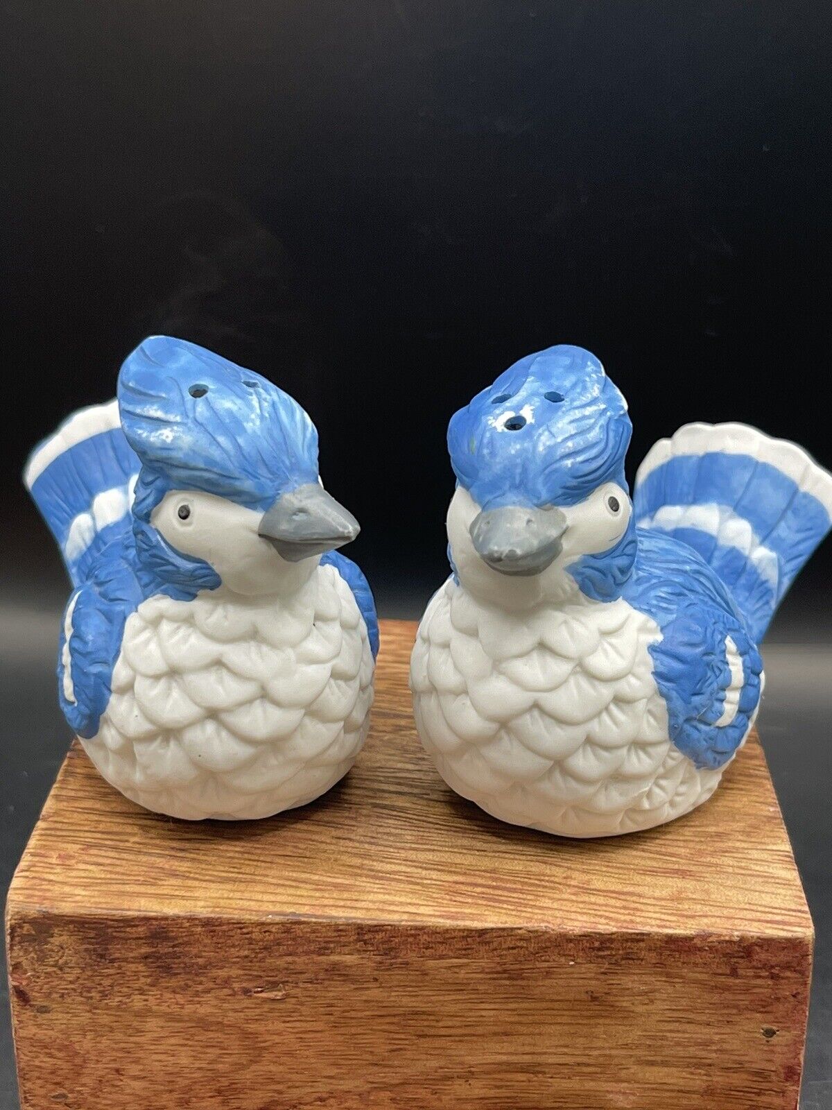 Vtg Porcelain Bisque Blue Bird Salt & Pepper Shakers Designed By Albert E Price