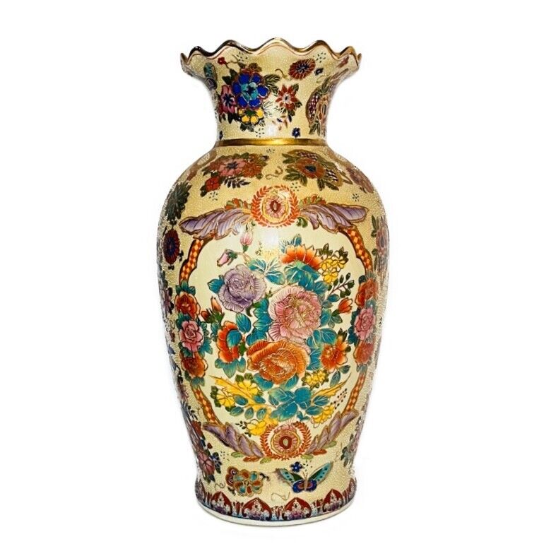 Vintage Vase Ceramic Hand Painted Artistic Multicolor Floral 10