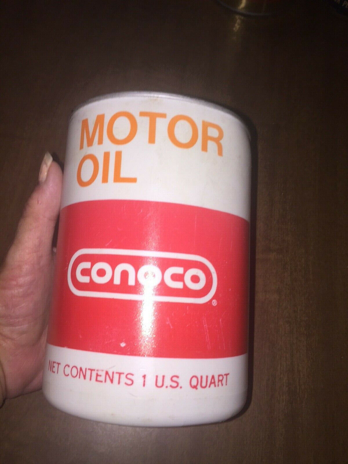 Rare Early 1970s Vintage Conoco Plastic 1 QT Motor Oil Can EXC Empty 