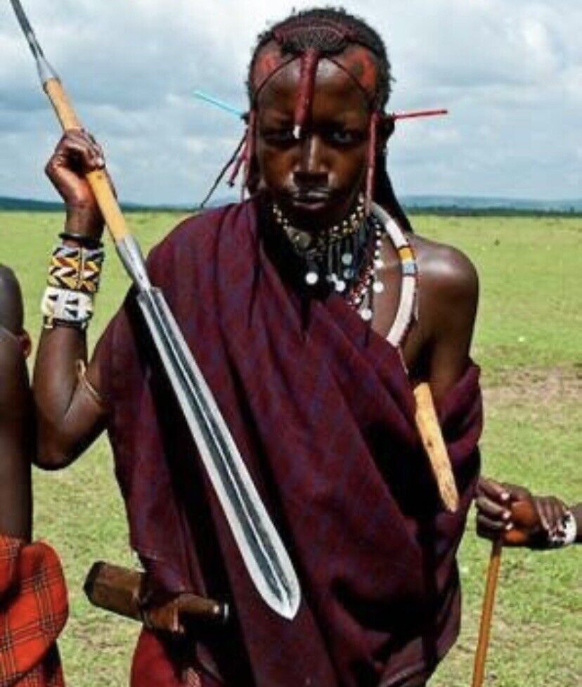 African Samburu Maasai Spear Kenya Antique Hunting Spear Heavy Blade 60 inches