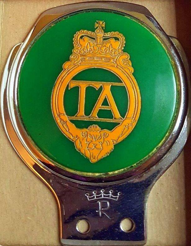 Genuine  Vintage Car Mascot Badge : Territorial Army T.A. TA by Renamel x