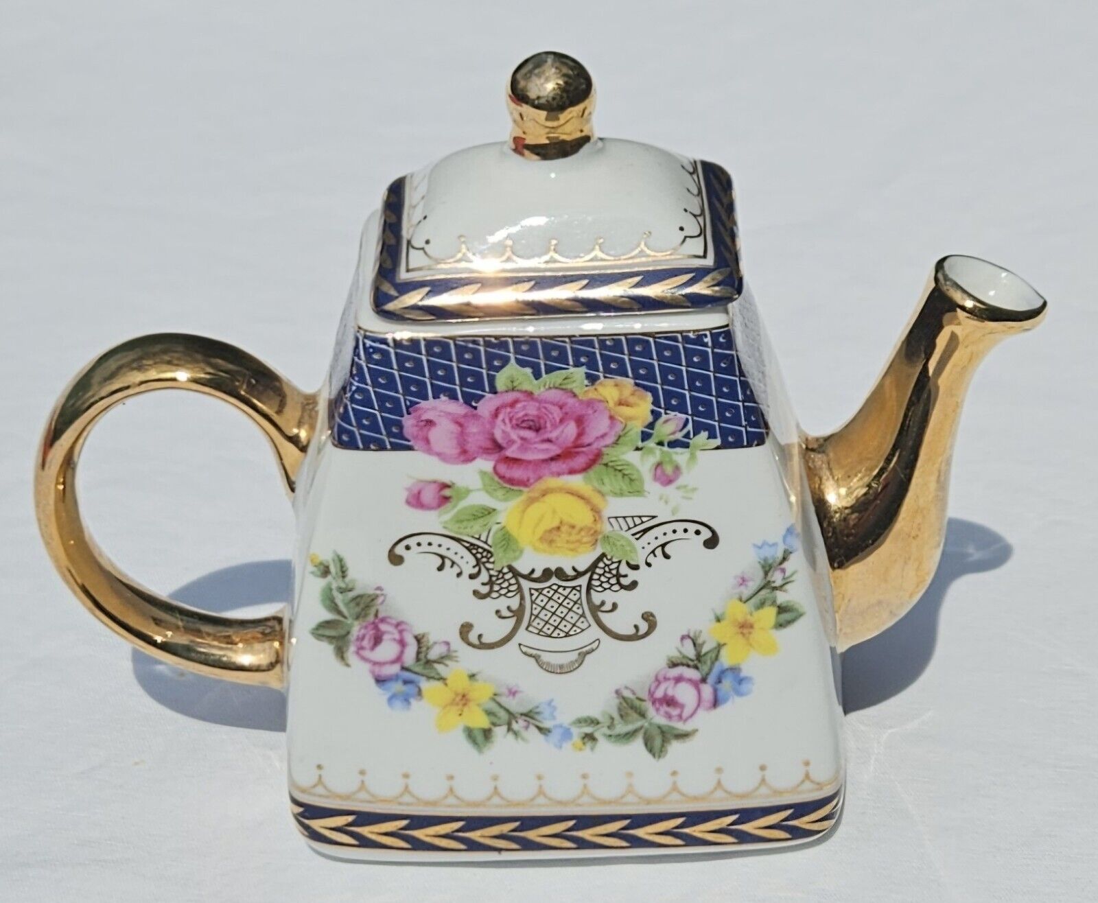 Vintage Imperial Porcelain Floral Teapot Gold Trimmed 3.5\