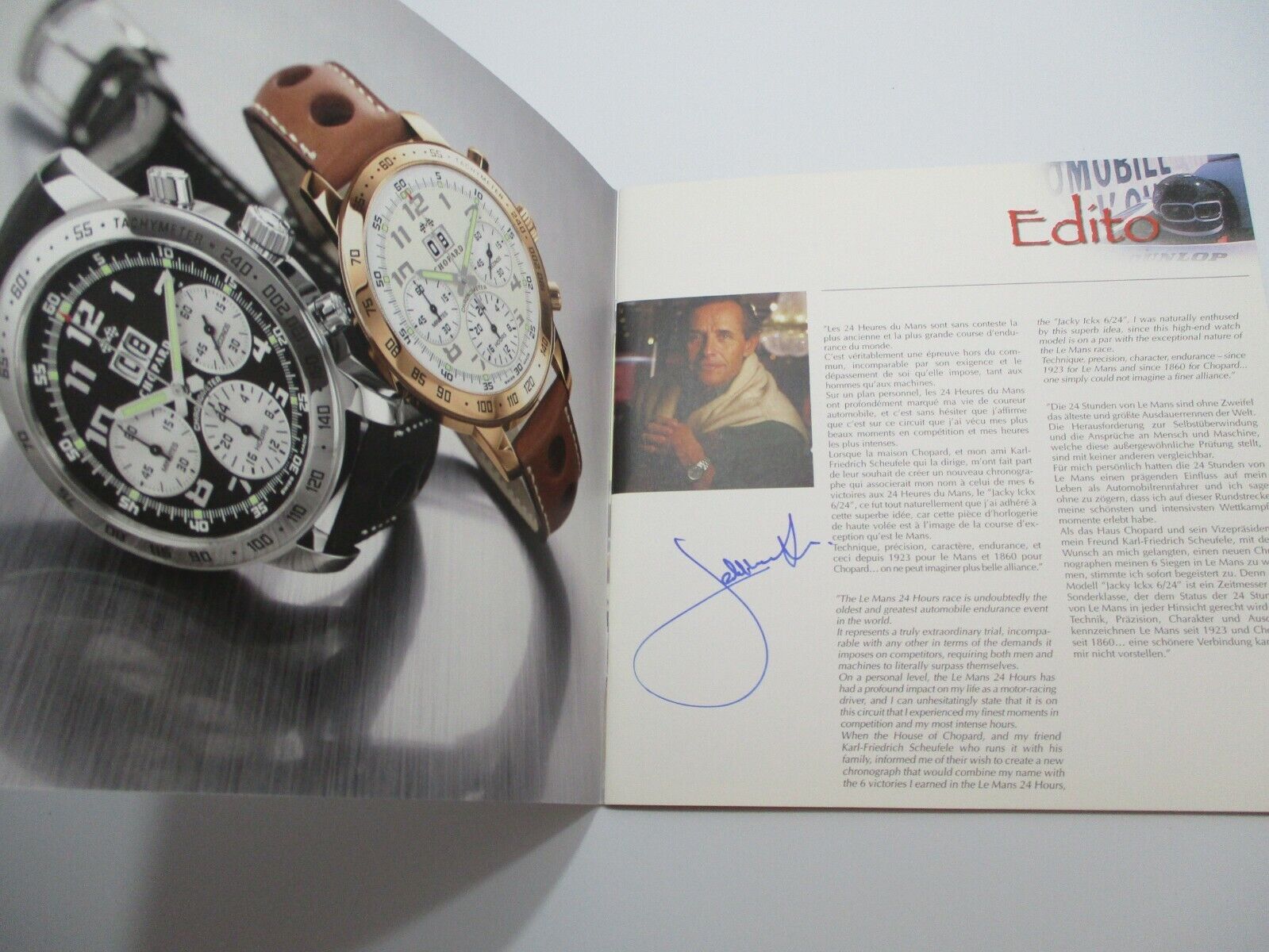 Genuine CHOPARD Jacky Ickx 6/24 Ltd Ed Chronograph Watch Autographed SIGNED Book