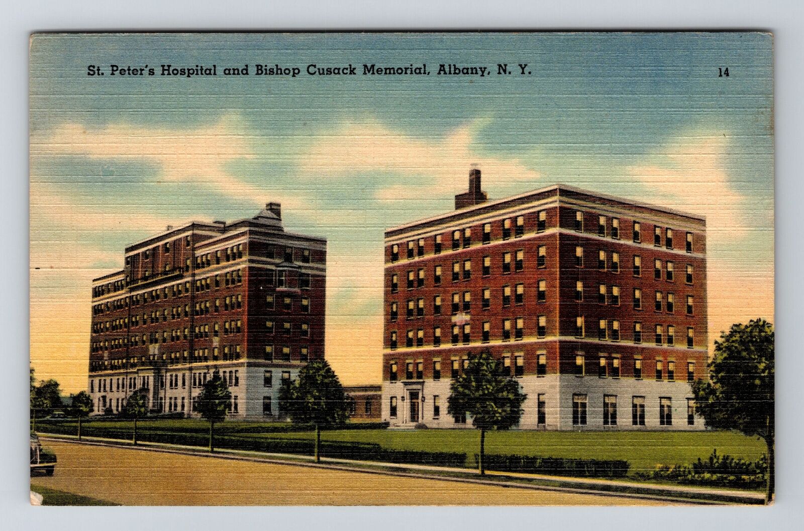 Albany NY-New York, St Peters Hospital & Bishop Cusack Memorial Vintage Postcard