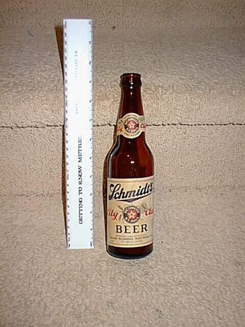 Rare Vintage Schmidts City Club 12oz Glass Beer Bottle & Cap