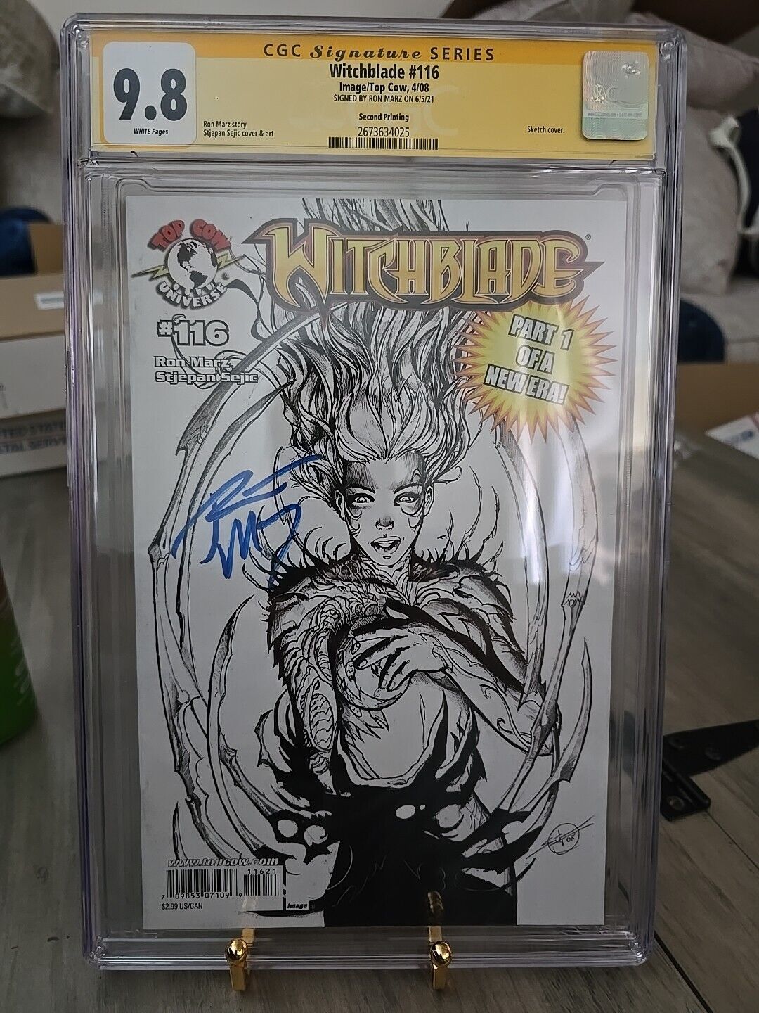 Witchblade #116 (2nd Print, Sketch Cover) CGC SS 9.8 - Signed by Ron Marz