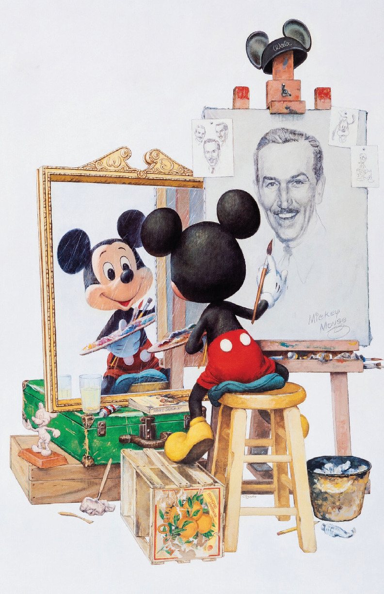 Mickey Mouse painting Walt Disney Norman Rockwell Style Poster Print